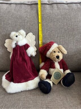 Red and Cream Boyd Bear tree topper and Bear Santa